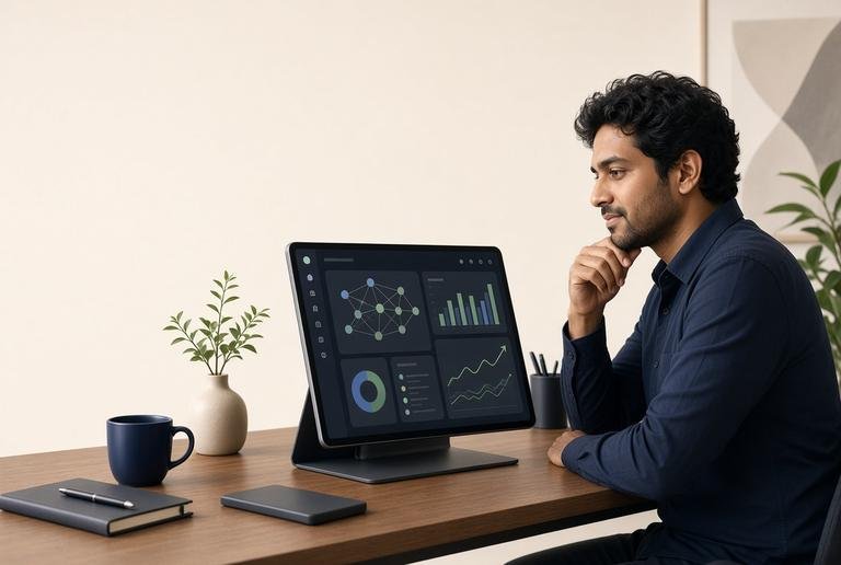 A freelance SEO consultant reviewing search data